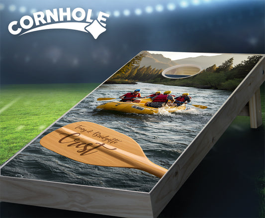 "Personalized Paddle River Rafting" Cornhole Boards