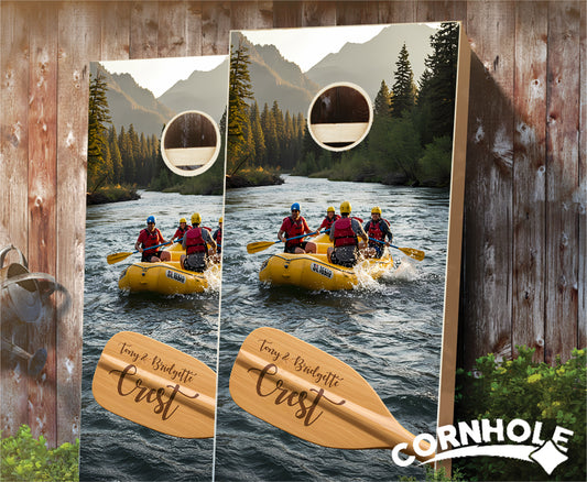 "Personalized Paddle River Rafting" Cornhole Boards