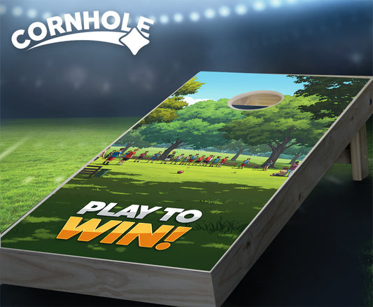 "Play to Win - Green Cartoon Park" Cornhole Boards