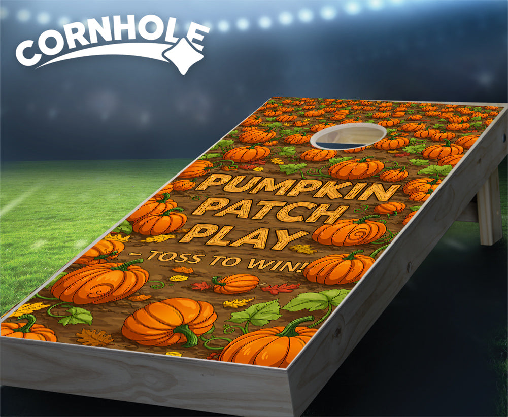 "Pumpkin Patch Play - Toss to Win" Cornhole Boards