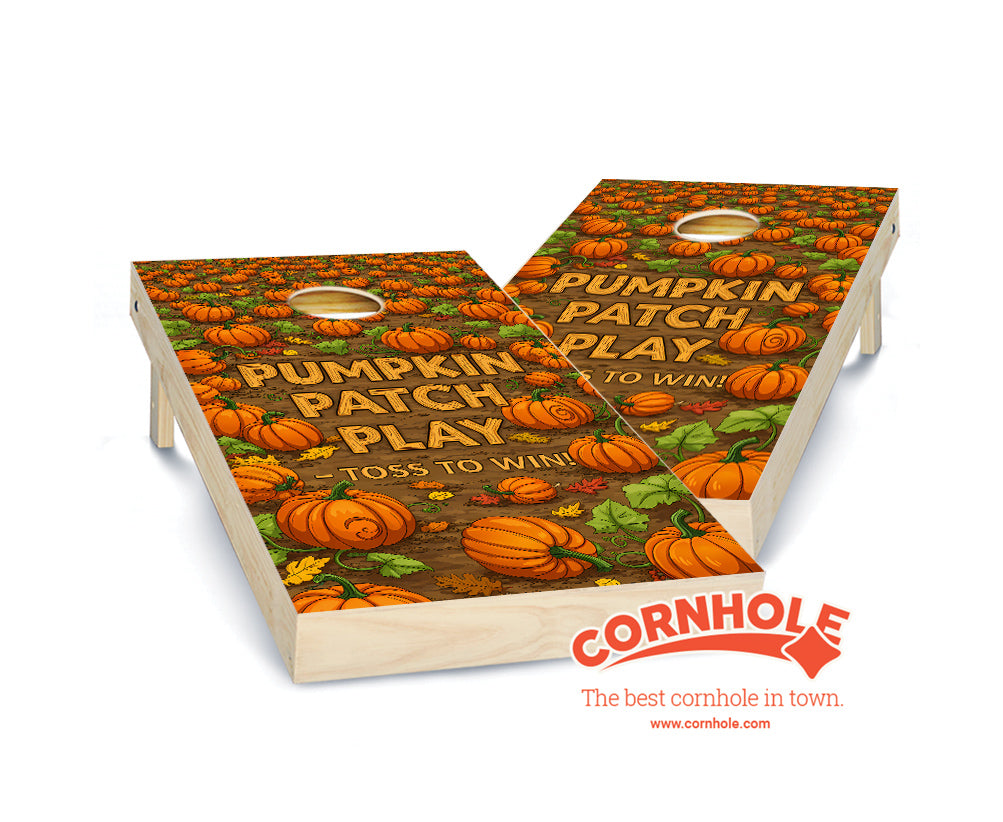 "Pumpkin Patch Play - Toss to Win" Cornhole Boards