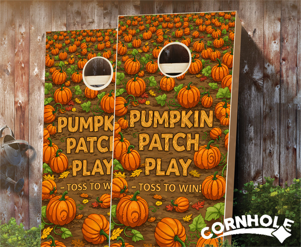 "Pumpkin Patch Play - Toss to Win" Cornhole Boards