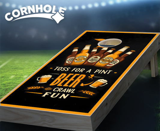 "Toss for a Pint - Beer Crawl Fun" Cornhole Boards