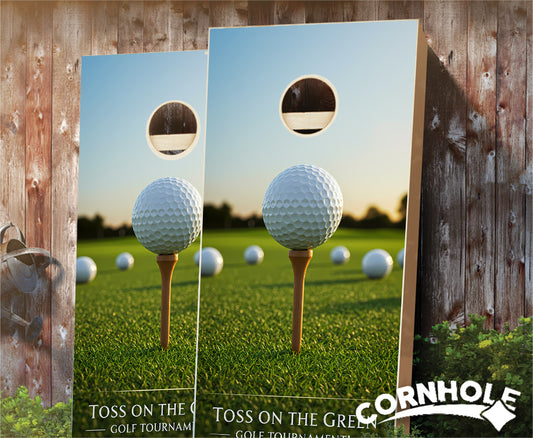 "Toss on the Green Golf Tournament" Cornhole Boards