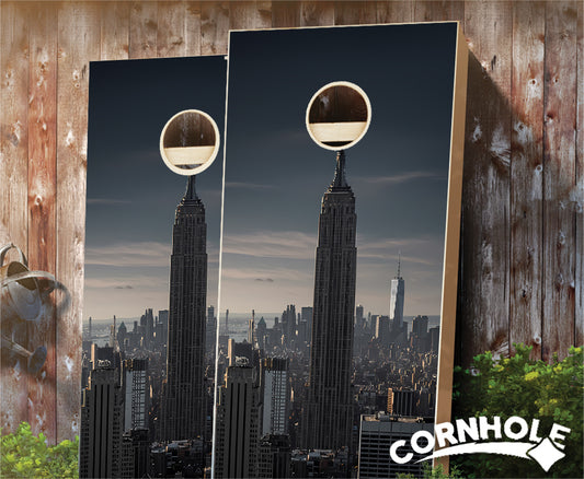 "Towering Skyscraper in New York" Cornhole Boards