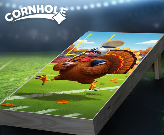 "Turkey Running Football" Cornhole Boards