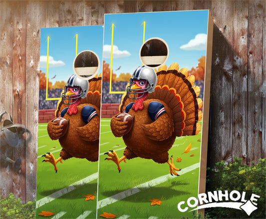 "Turkey Running Football" Cornhole Boards