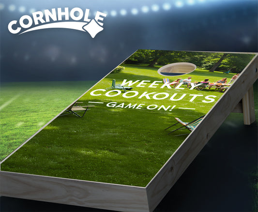 "Weekly Cookouts - Game On" Cornhole Boards