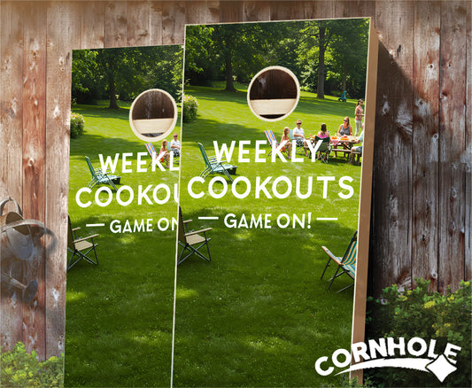 "Weekly Cookouts - Game On" Cornhole Boards