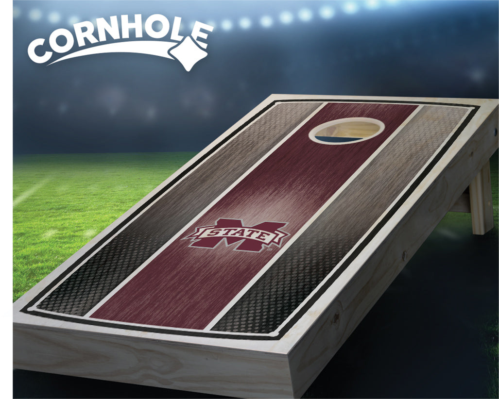 "Mississippi State Stained Stripe" Cornhole Boards