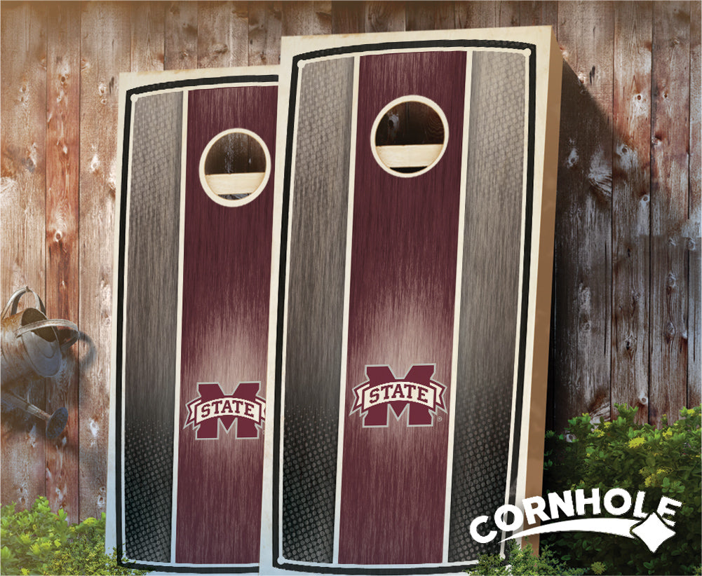 "Mississippi State Stained Stripe" Cornhole Boards