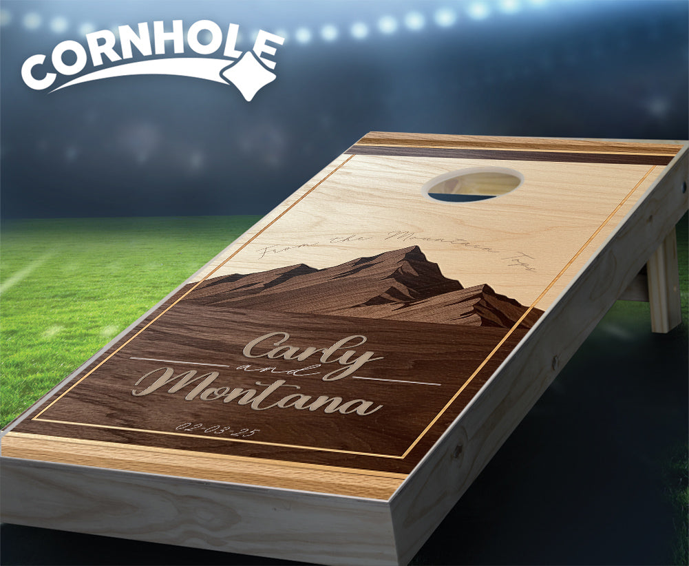 "Wood Stained Mountains" Cornhole Boards