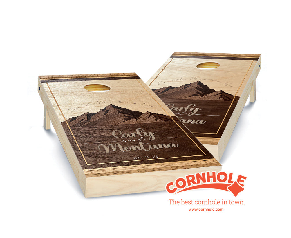 "Wood Stained Mountains" Cornhole Boards