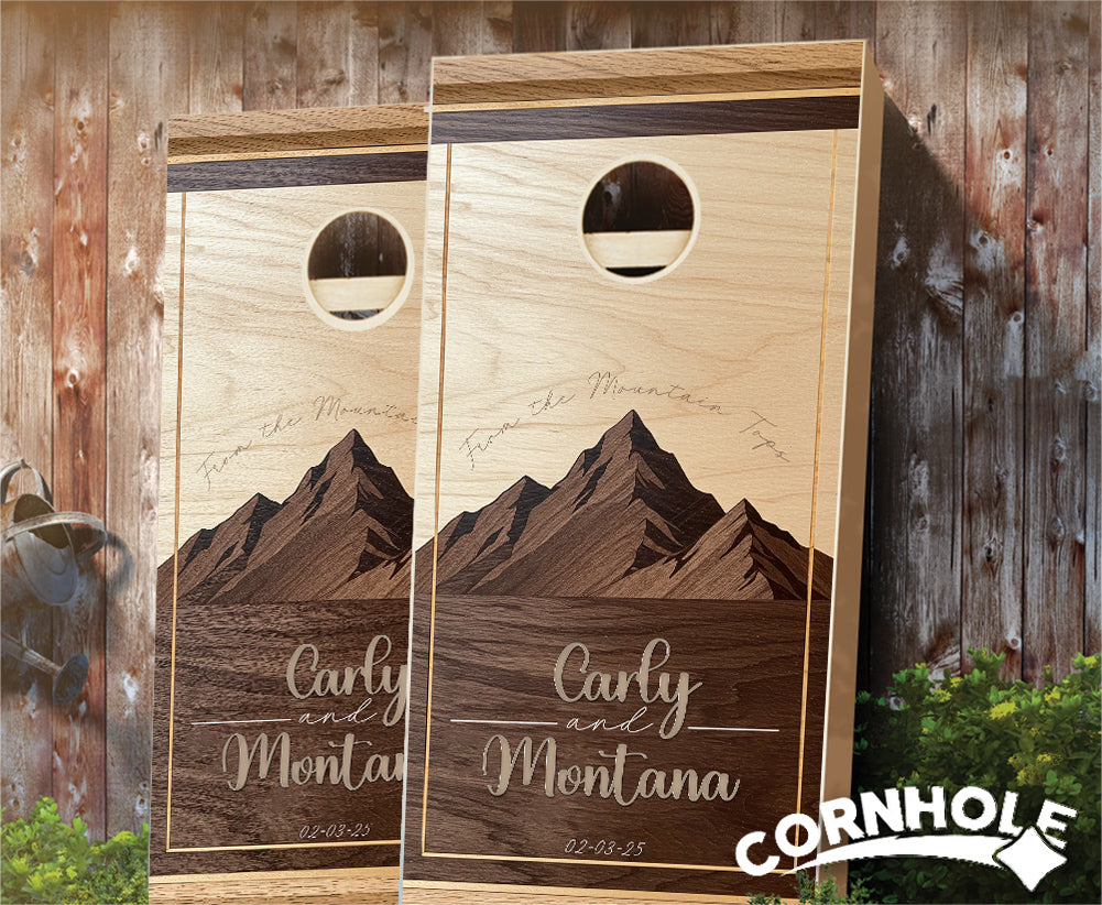 "Wood Stained Mountains" Cornhole Boards