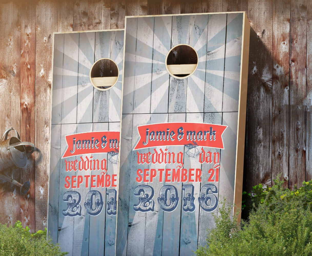 "Retro Carnie" Personalized Wedding Cornhole Boards